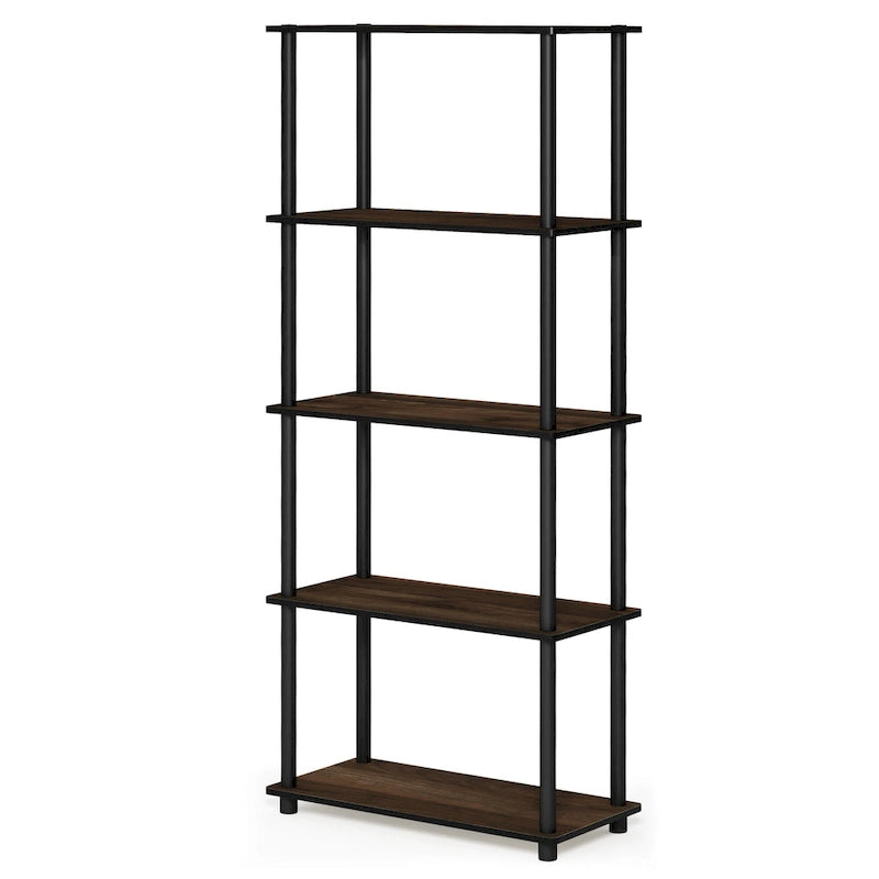 5-Tier Multipurpose Display Rack Shelf with Plastic Tubes and Wood Shelves