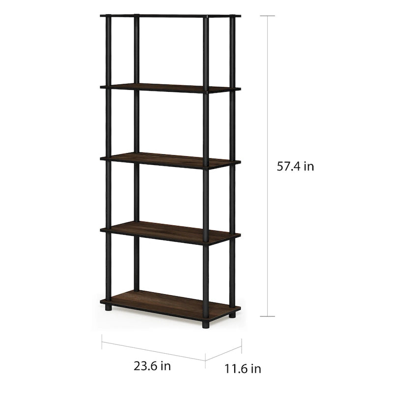 5-Tier Multipurpose Display Rack Shelf with Plastic Tubes and Wood Shelves