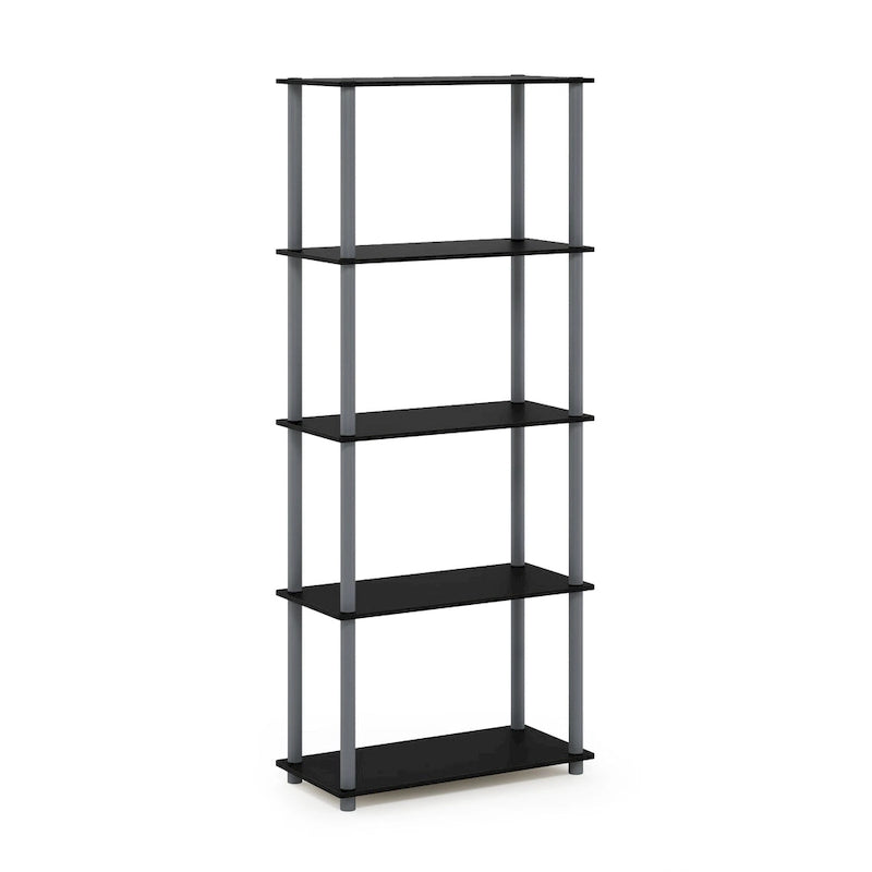 5-Tier Multipurpose Display Rack Shelf with Plastic Tubes and Wood Shelves