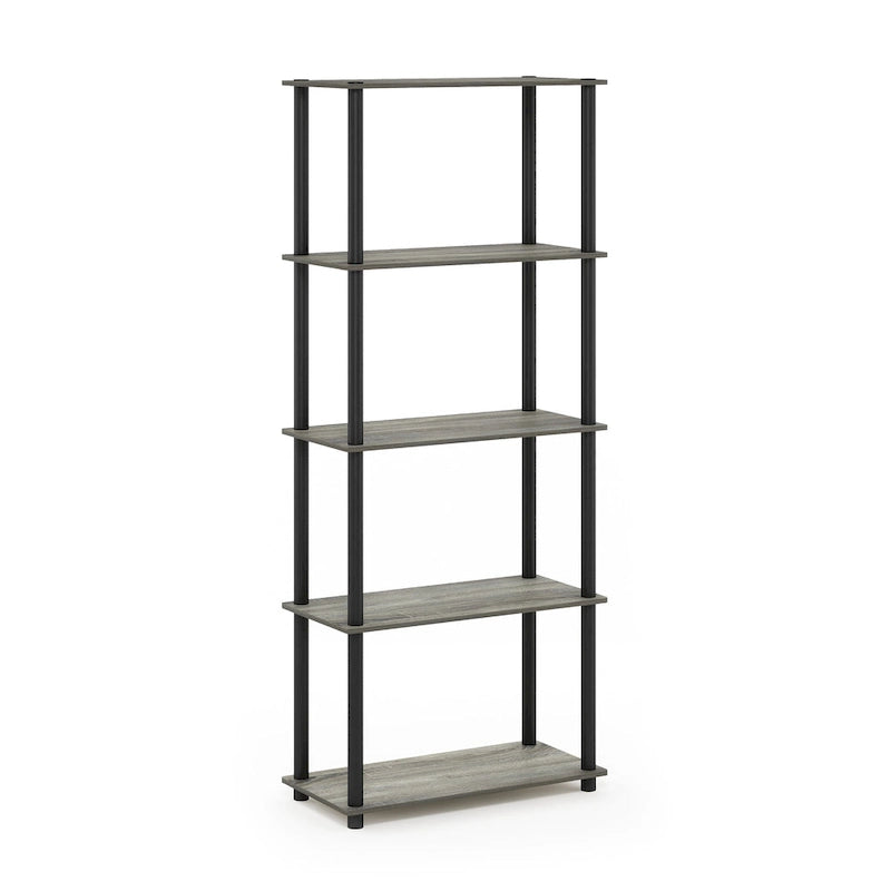 5-Tier Multipurpose Display Rack Shelf with Plastic Tubes and Wood Shelves