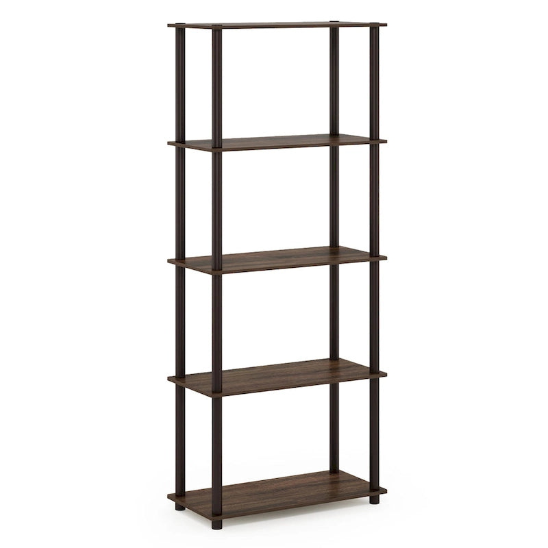 5-Tier Multipurpose Display Rack Shelf with Plastic Tubes and Wood Shelves