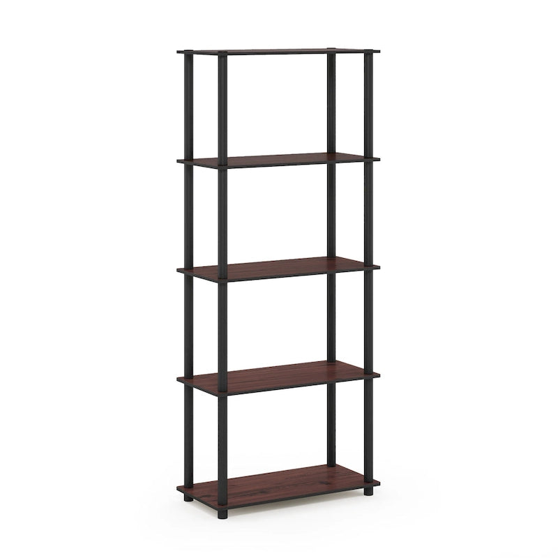 5-Tier Multipurpose Display Rack Shelf with Plastic Tubes and Wood Shelves