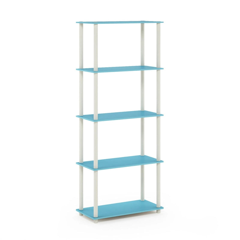 5-Tier Multipurpose Display Rack Shelf with Plastic Tubes and Wood Shelves