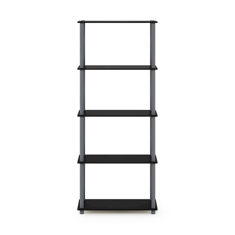 5-Tier Multipurpose Display Rack Shelf with Plastic Tubes and Wood Shelves