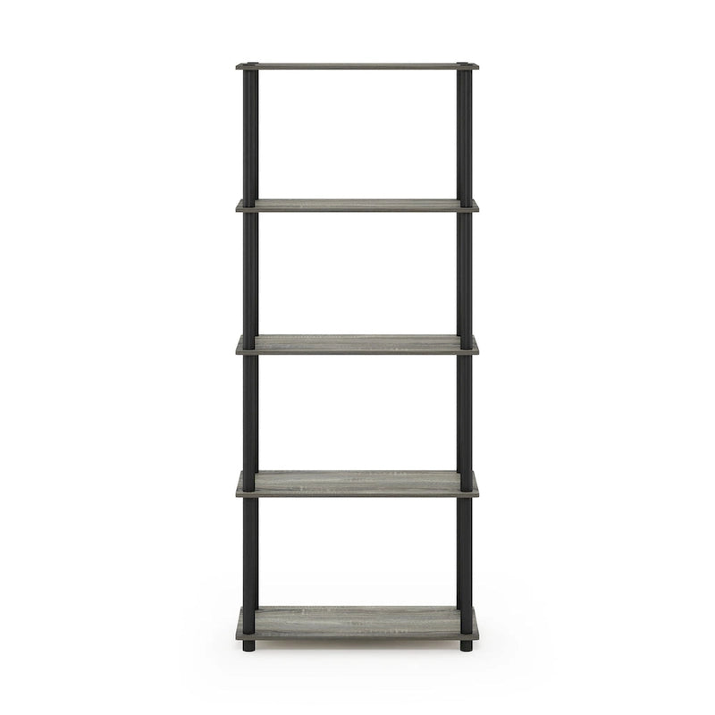 5-Tier Multipurpose Display Rack Shelf with Plastic Tubes and Wood Shelves