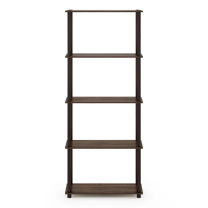 5-Tier Multipurpose Display Rack Shelf with Plastic Tubes and Wood Shelves