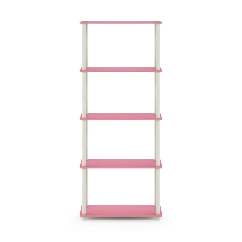 5-Tier Multipurpose Display Rack Shelf with Plastic Tubes and Wood Shelves