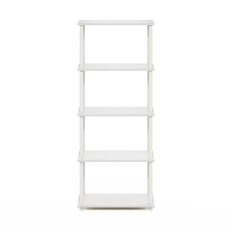 5-Tier Multipurpose Display Rack Shelf with Plastic Tubes and Wood Shelves