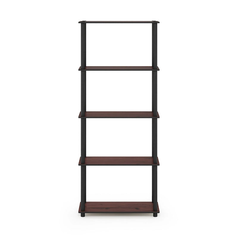 5-Tier Multipurpose Display Rack Shelf with Plastic Tubes and Wood Shelves
