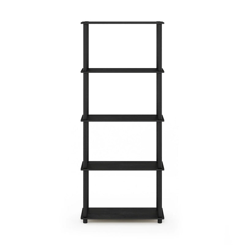 5-Tier Multipurpose Display Rack Shelf with Plastic Tubes and Wood Shelves