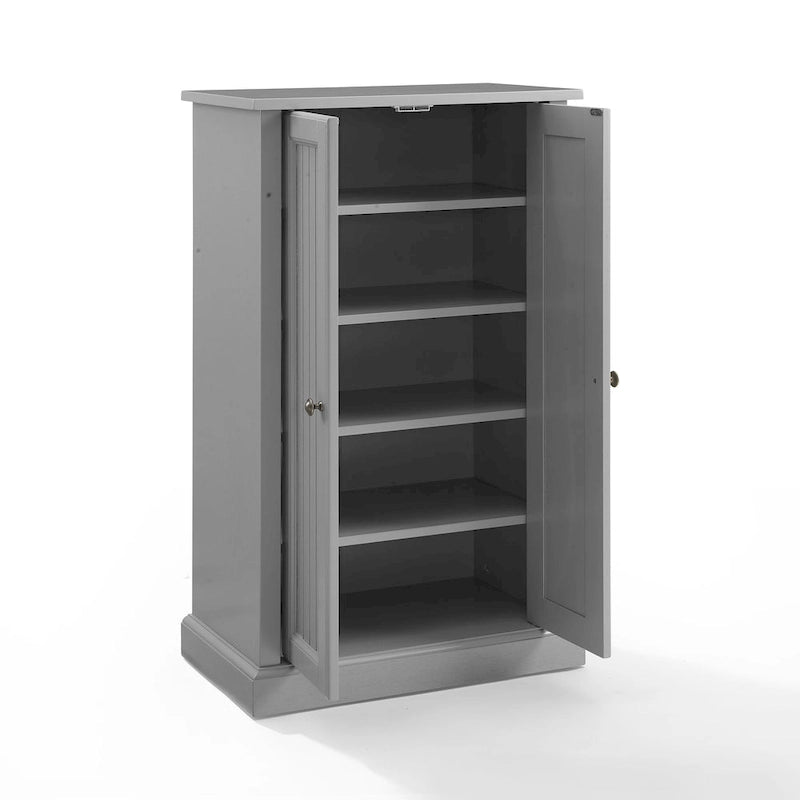Coastal Accent Storage Cabinet with Double Doors, Adjustable Shelves and Gold Metal Hardware