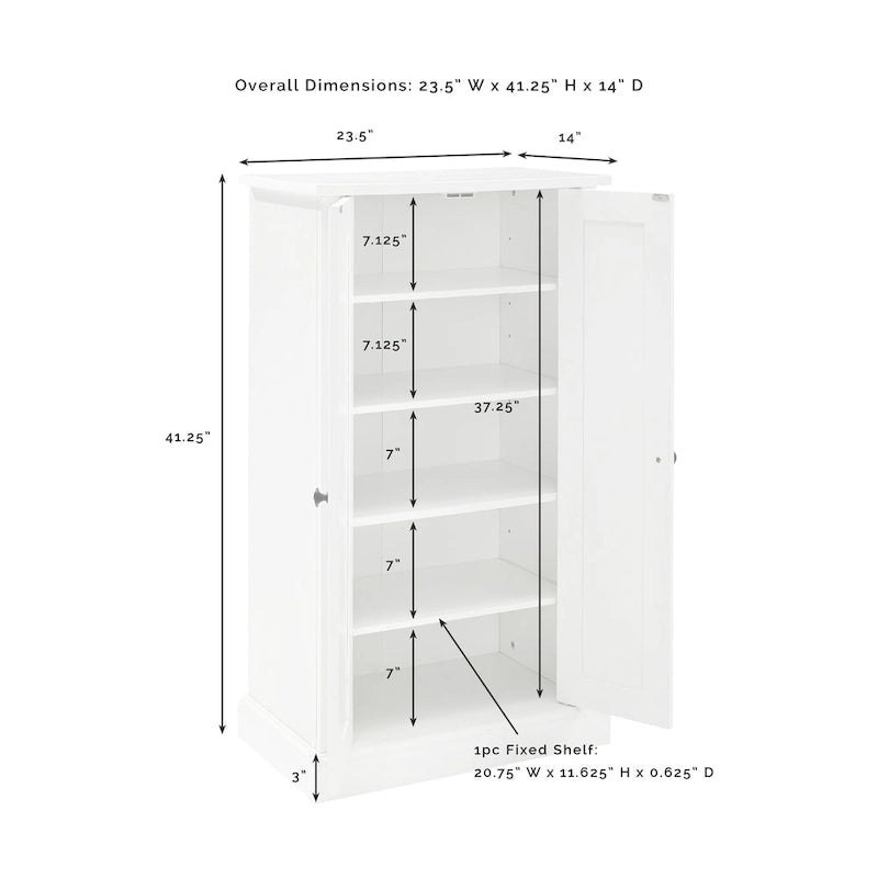 Coastal Accent Storage Cabinet with Double Doors, Adjustable Shelves and Gold Metal Hardware