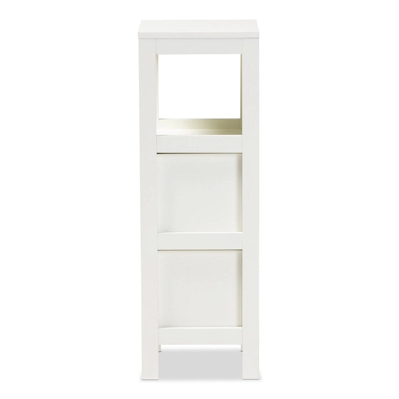 White Farmhouse 2-Drawer Storage Cabinet with Open Shelf for Entryway
