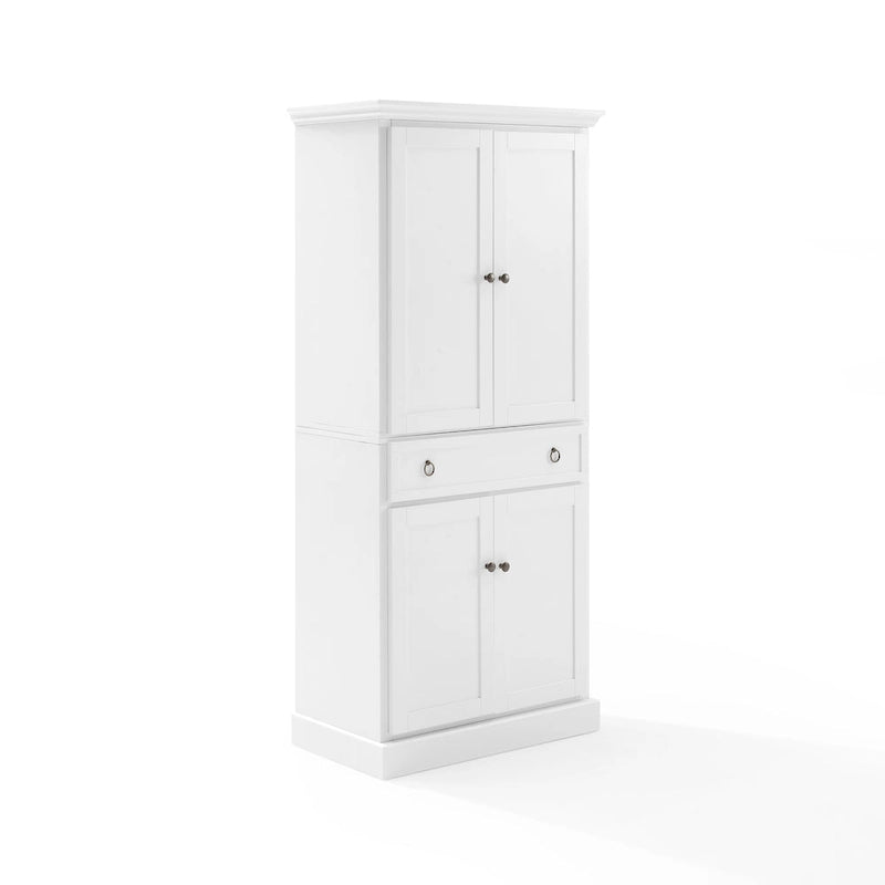 White Kitchen Storage Pantry Cabinet with 2 Large Doors, Adjustable Shelves and Center Drawer