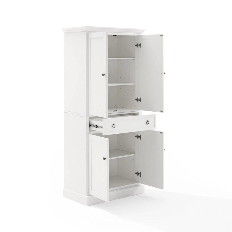 White Kitchen Storage Pantry Cabinet with 2 Large Doors, Adjustable Shelves and Center Drawer