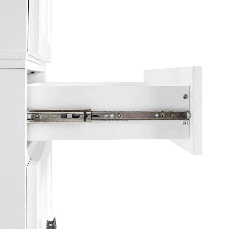 White Kitchen Storage Pantry Cabinet with 2 Large Doors, Adjustable Shelves and Center Drawer