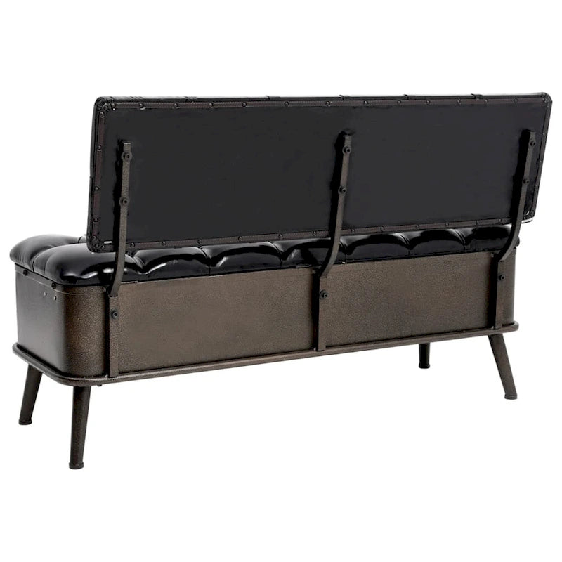 XL Storage Bench with Backrest 43.3 Black Faux Leather - 43.3 x 20.5 x 29.5
