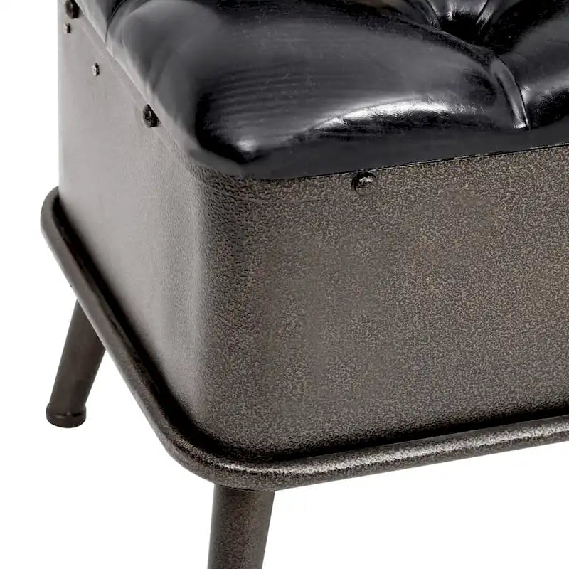 XL Storage Bench with Backrest 43.3 Black Faux Leather - 43.3 x 20.5 x 29.5