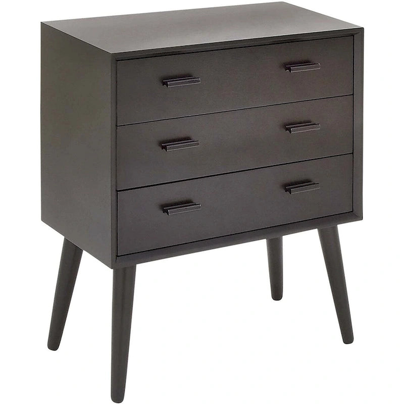 Modern 3-Drawer Chest with Tapered Legs, 24 x 12 x 28 Inches