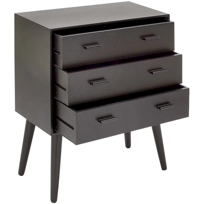 Modern 3-Drawer Chest with Tapered Legs, 24 x 12 x 28 Inches