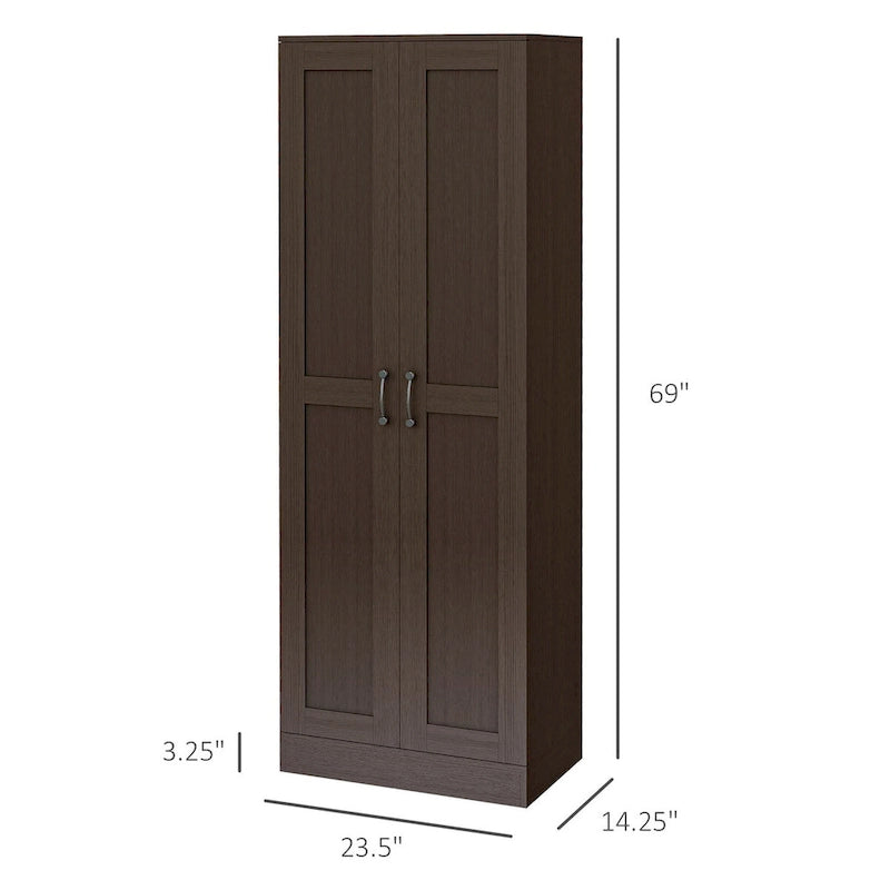 69-Inch Tall Storage Pantry Cabinet with Soft Close Doors and 3 Adjustable Shelves
