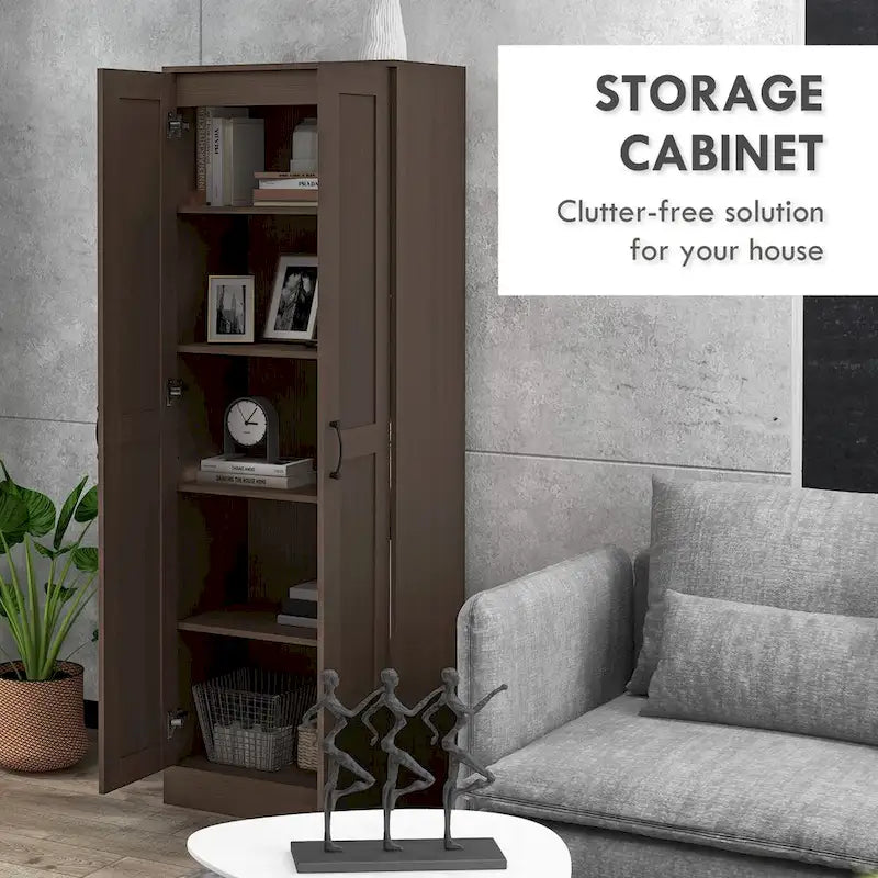 69-Inch Tall Storage Pantry Cabinet with Soft Close Doors and 3 Adjustable Shelves