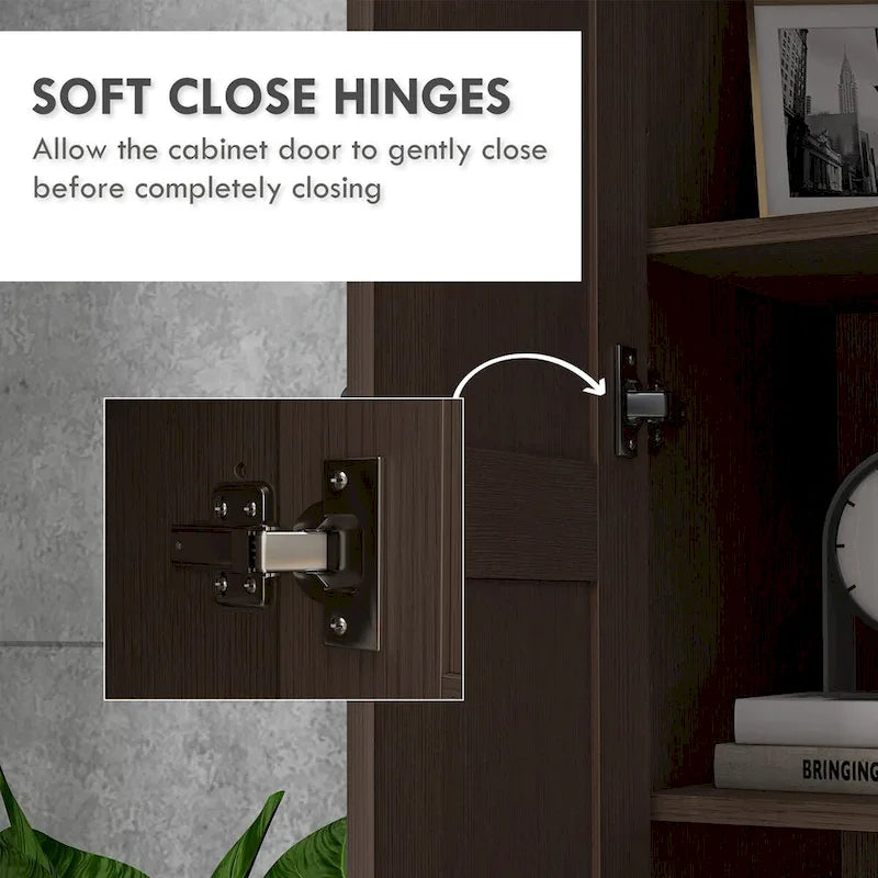 69-Inch Tall Storage Pantry Cabinet with Soft Close Doors and 3 Adjustable Shelves