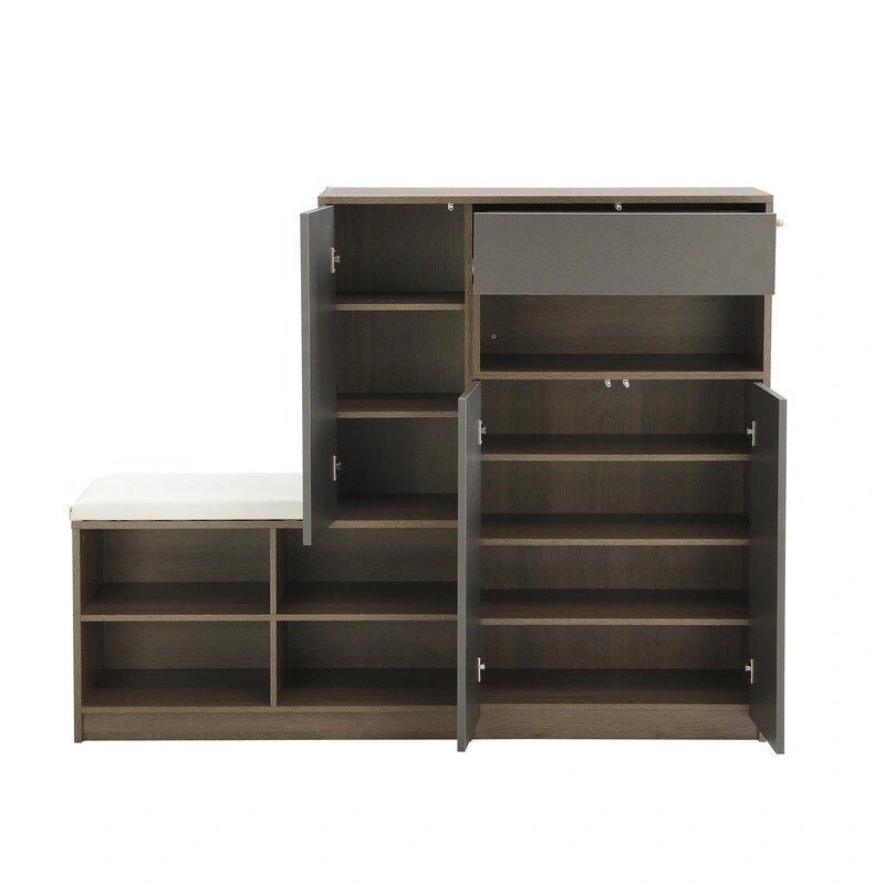 Multi-functional Shoe Storage Bench with Padded Seat