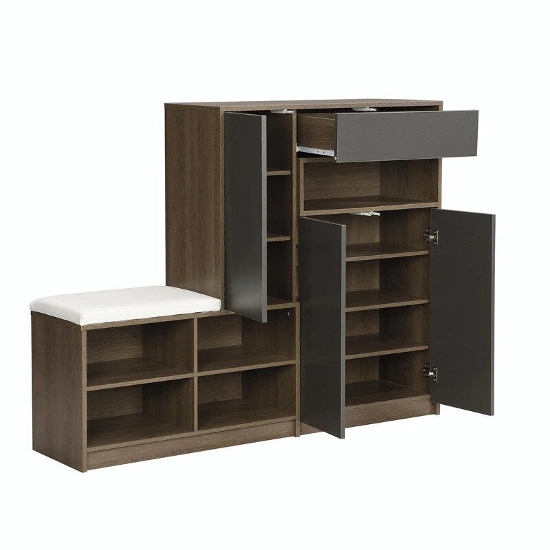 Multi-functional Shoe Storage Bench with Padded Seat