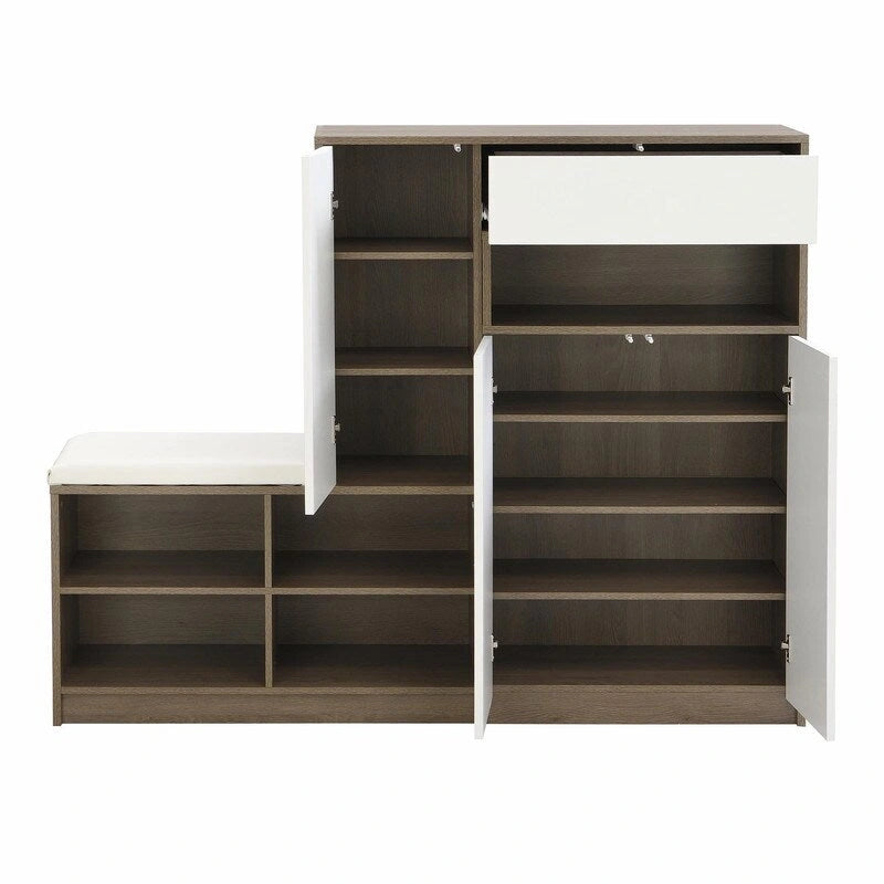 Multi-functional Shoe Storage Bench with Padded Seat