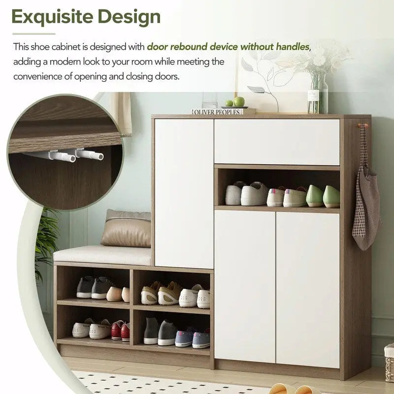 Multi-functional Shoe Storage Bench with Padded Seat