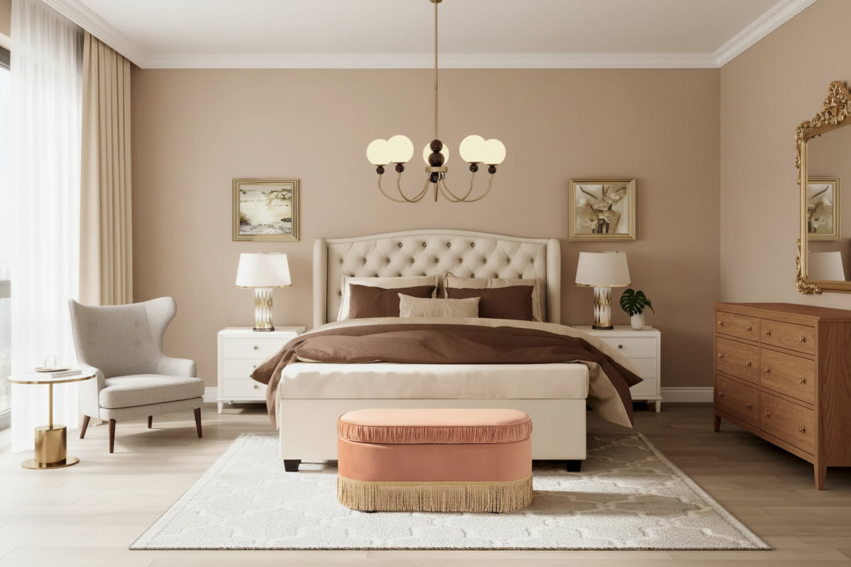 Serena 38 Ruched Oval Storage Bench Ottoman
