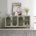 TV Stand for 65+ Inch Television with Glass Door Storage Cabinet and Adjustable Shelves