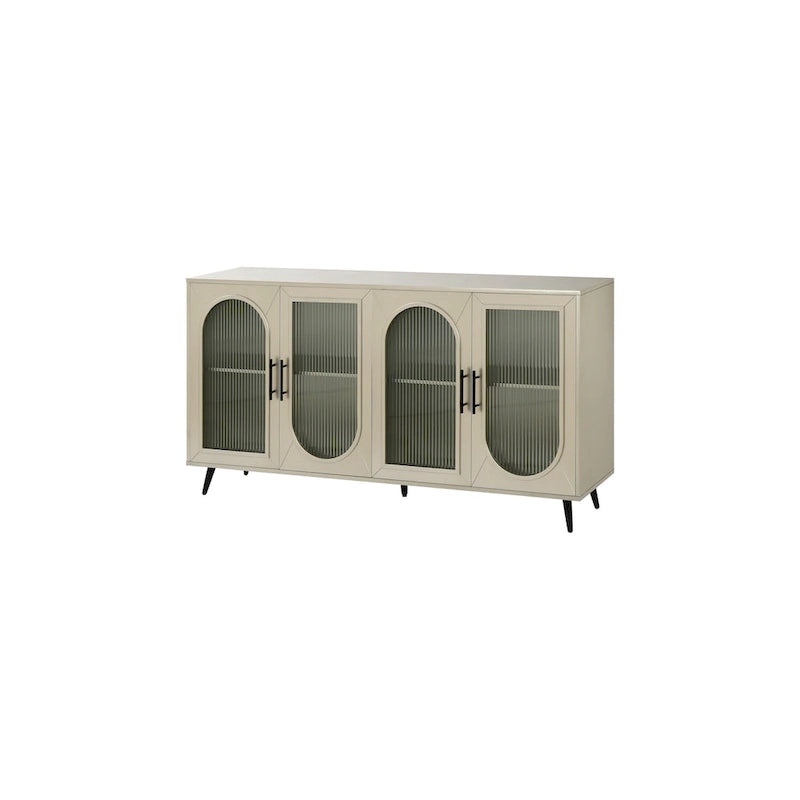 TV Stand for 65+ Inch Television with Glass Door Storage Cabinet and Adjustable Shelves