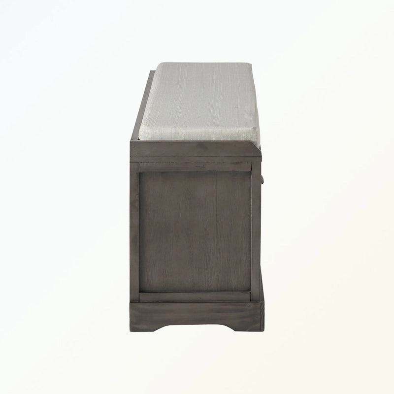 Wood Storage Bench with 3 Drawers and 3 Baskets