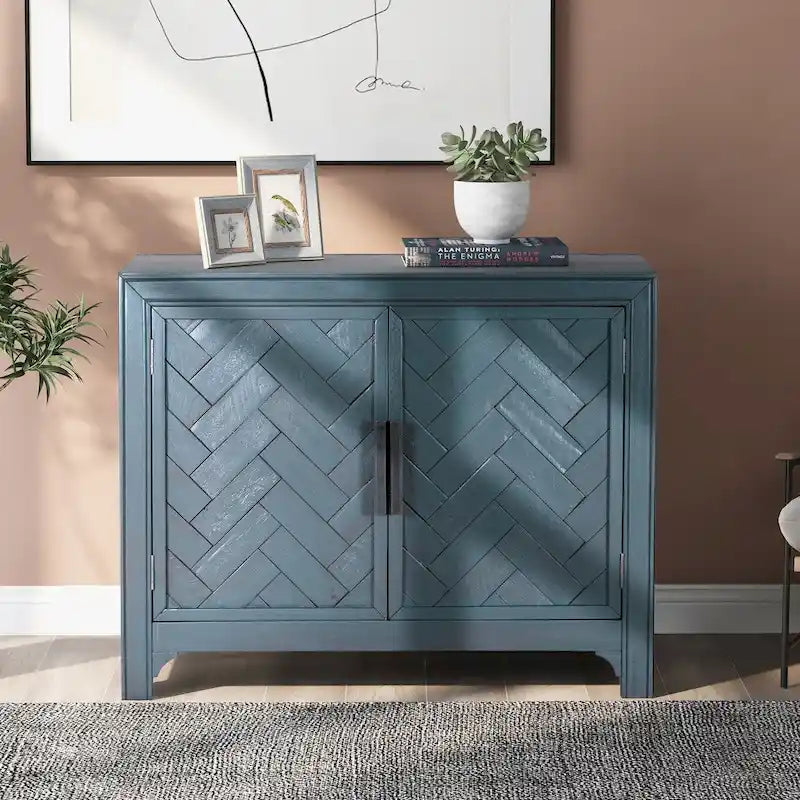 Vintage Storage Cabinet with Double Doors and Adjustable Shelf