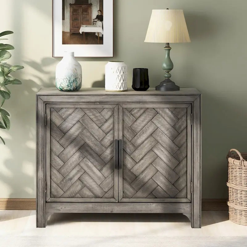 Vintage Storage Cabinet with Double Doors and Adjustable Shelf