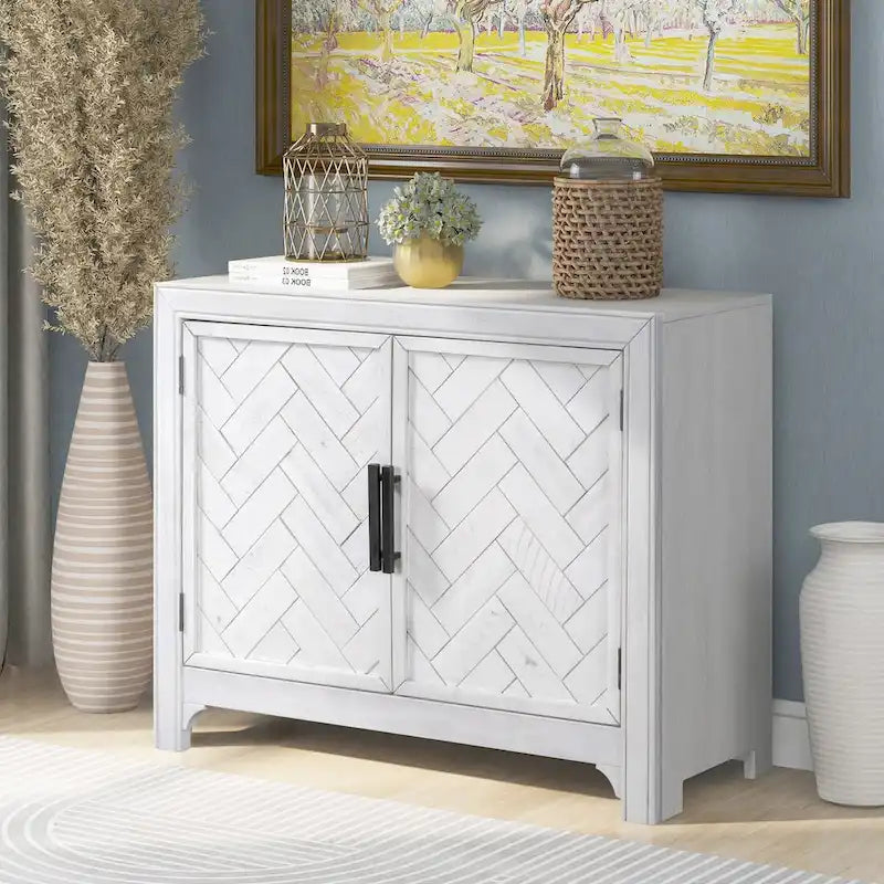 Vintage Storage Cabinet with Double Doors and Adjustable Shelf