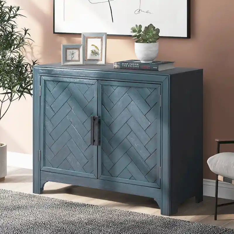 Vintage Storage Cabinet with Double Doors and Adjustable Shelf