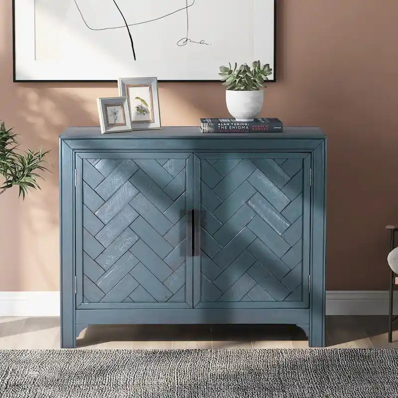 Vintage Storage Cabinet with Double Doors and Adjustable Shelf
