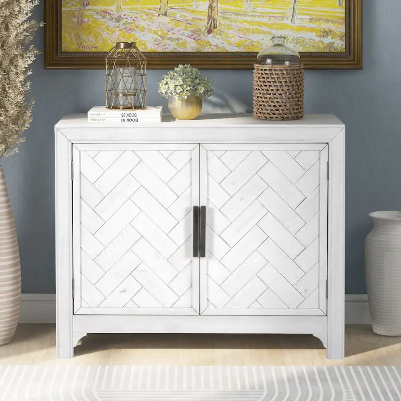 Vintage Storage Cabinet with Double Doors and Adjustable Shelf
