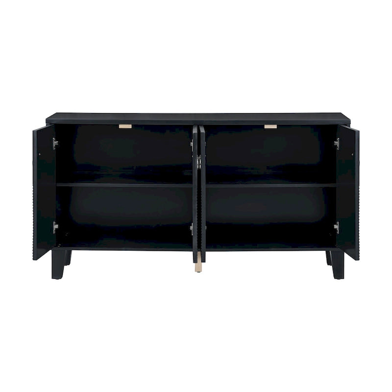 60-Inch Geometric Pattern Sideboard Cabinet with Adjustable Shelves and Round Handles