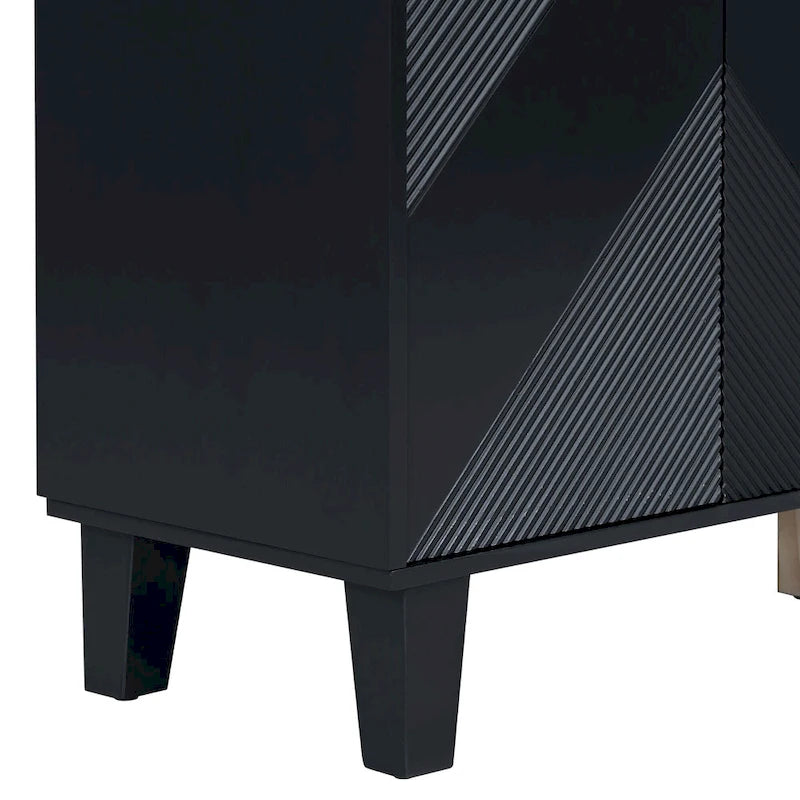 60-Inch Geometric Pattern Sideboard Cabinet with Adjustable Shelves and Round Handles