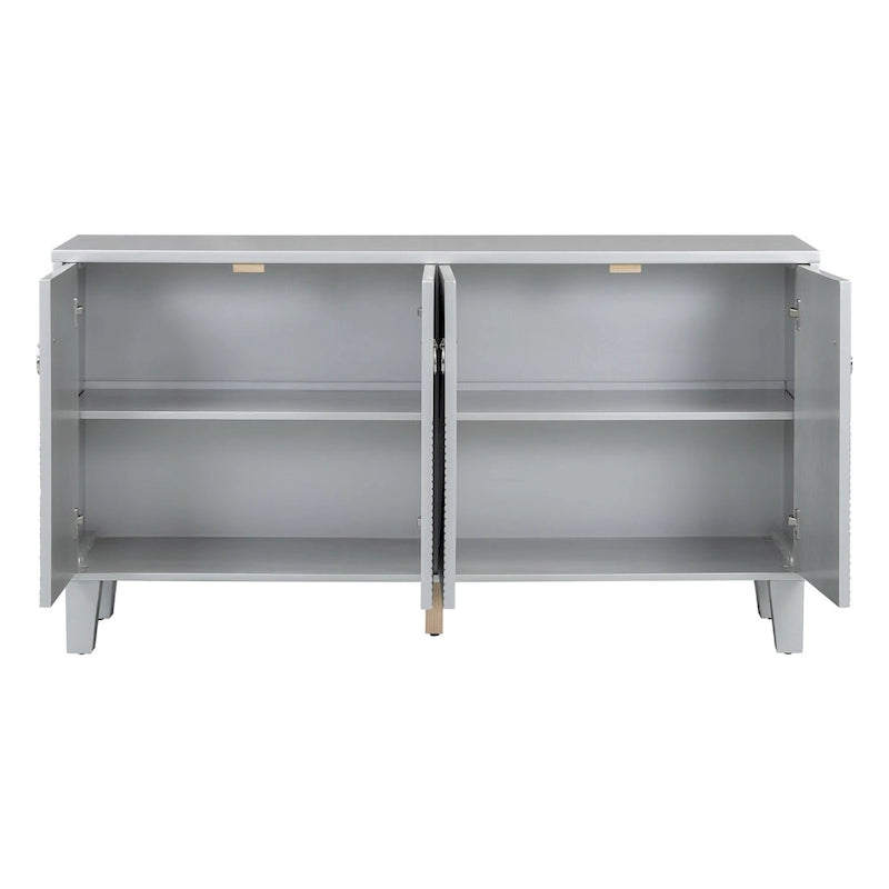 60-Inch Geometric Pattern Sideboard Cabinet with Adjustable Shelves and Round Handles