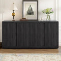Four-Door Sideboard with Ash Veneer Finish and Adjustable Shelves for Hallway, Living Room