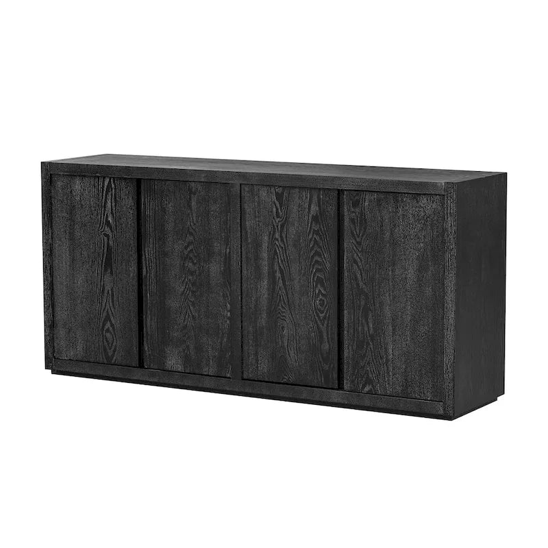 Four-Door Sideboard with Ash Veneer Finish and Adjustable Shelves for Hallway, Living Room