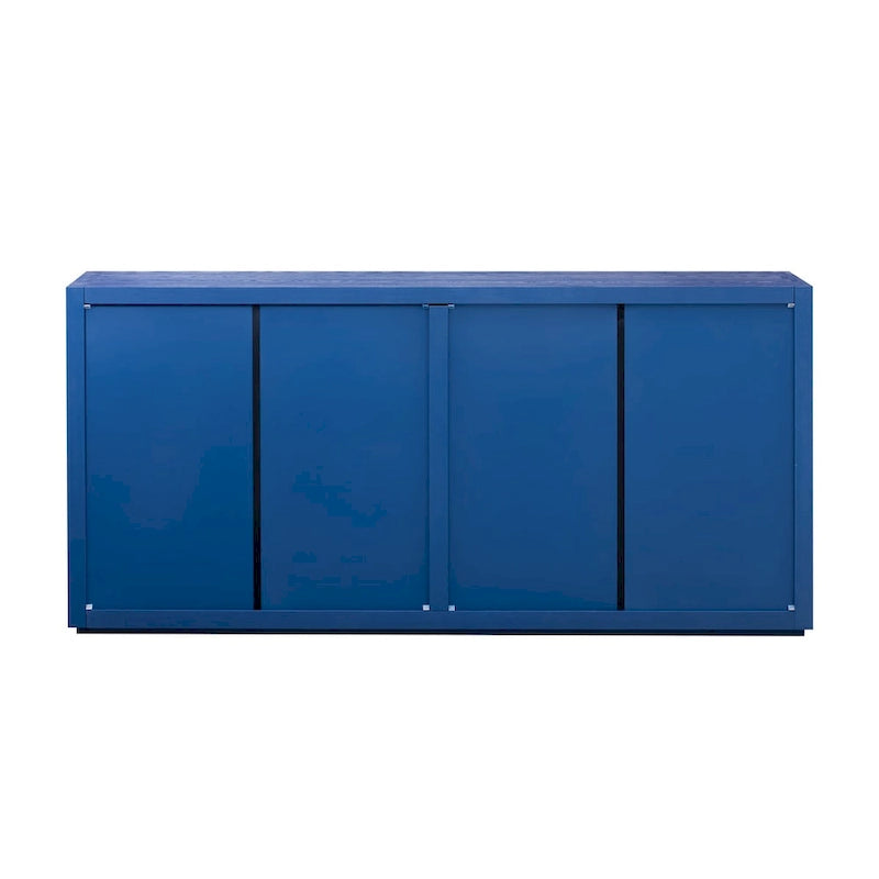 Four-Door Sideboard with Ash Veneer Finish and Adjustable Shelves for Hallway, Living Room