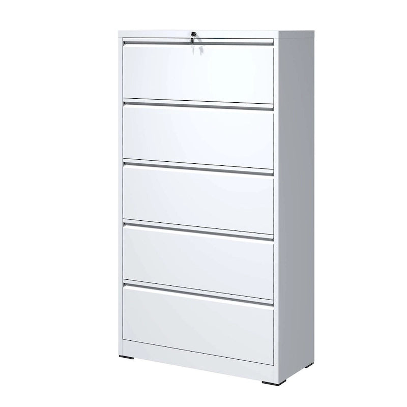 5-Drawer Steel Lateral File Cabinet with Lock, Full-Extension Drawers for Home Office