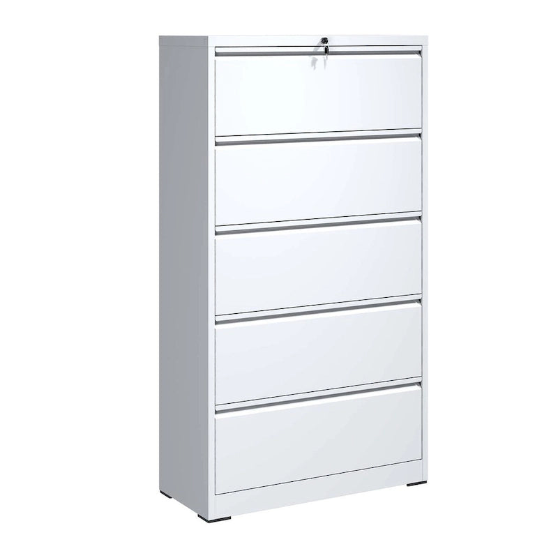 5-Drawer Steel Lateral File Cabinet with Lock, Full-Extension Drawers for Home Office