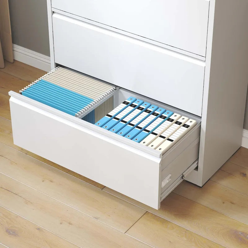 5-Drawer Steel Lateral File Cabinet with Lock, Full-Extension Drawers for Home Office